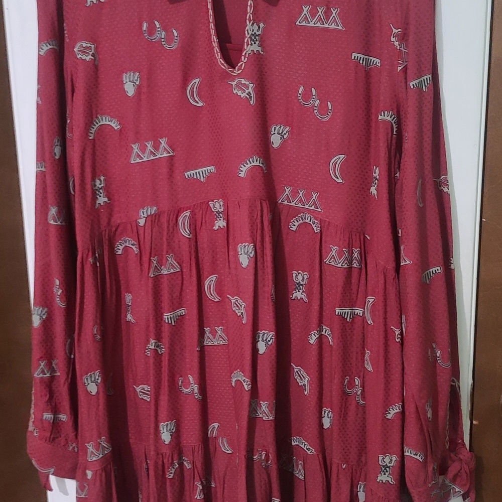 Double D Ranch Burgundy Patterned Dress